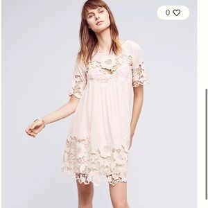Holding Horses Anthropologie Beige Lace Dress size 12